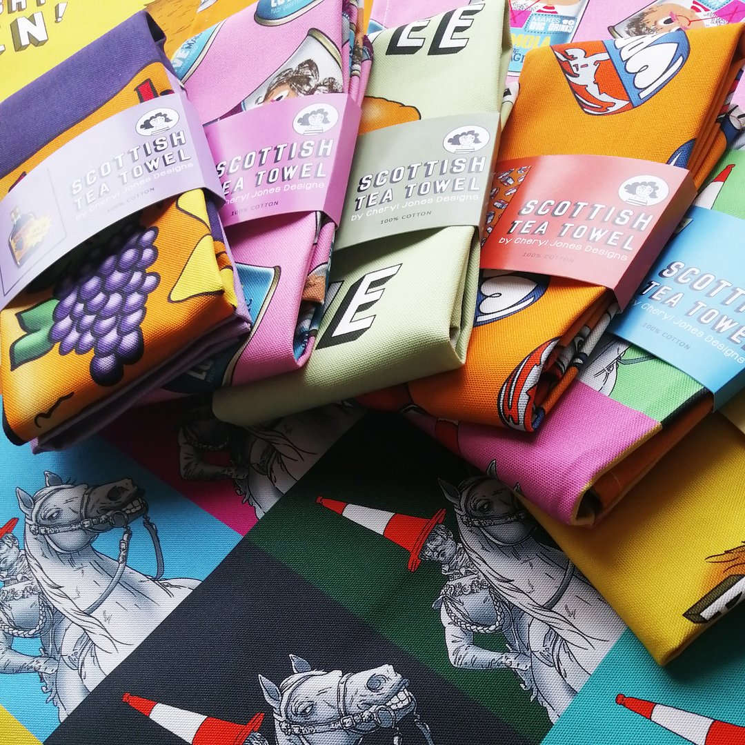 Buckie Wild Thing Tea Towel by Cheryl Jones Designs