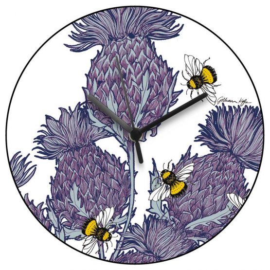 Jaggy Thistle Wall Clock by Gillian Kyle