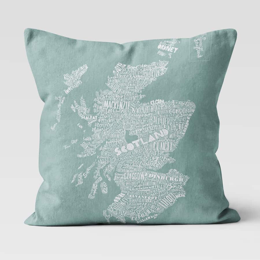 Mapped Out Cushion in Celadon by Gillian Kyle