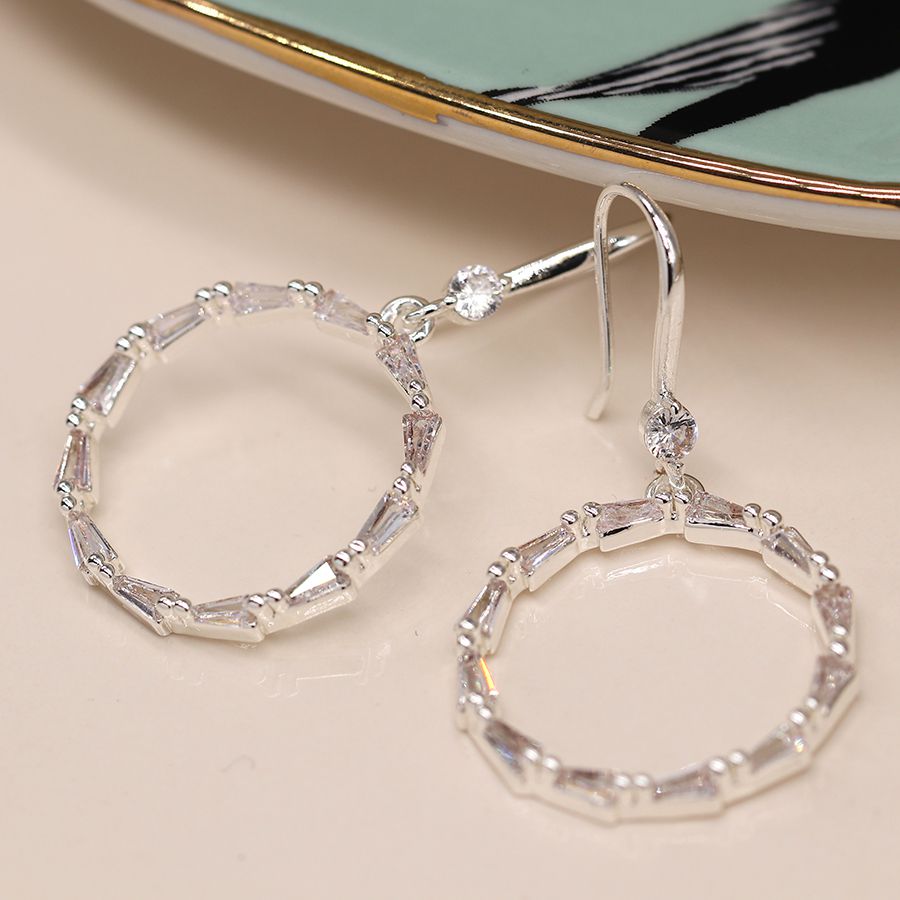 Silver plated linked crystals circle earrings by Peace of Mind