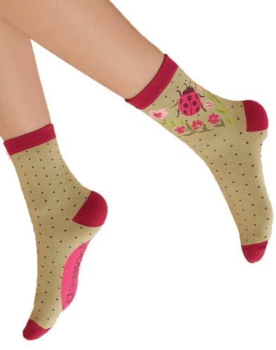 Powder Ladybird Ankle Sock - Sage