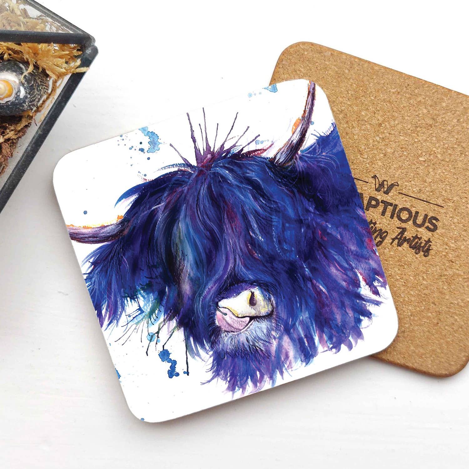 Splatter Highland Cow Coaster