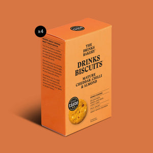 Mature Cheddar, Chilli & Almond Drinks Biscuits (110g) by The Drinks Bakery