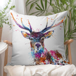 Load image into Gallery viewer, Splatter Rainbow Stag Vegan Suede Cushion
