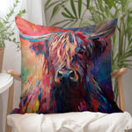 Load image into Gallery viewer, Highland Cow Vegan Suede Cushion
