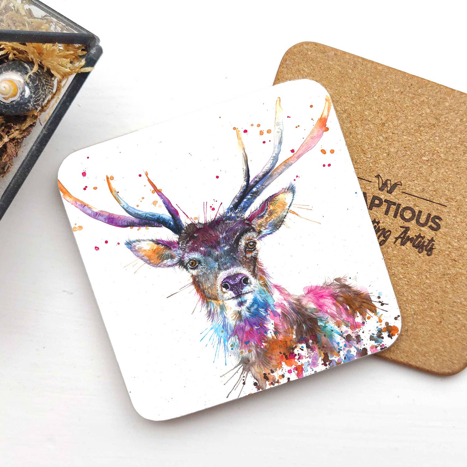 Splatter Rainbow Stag Coaster