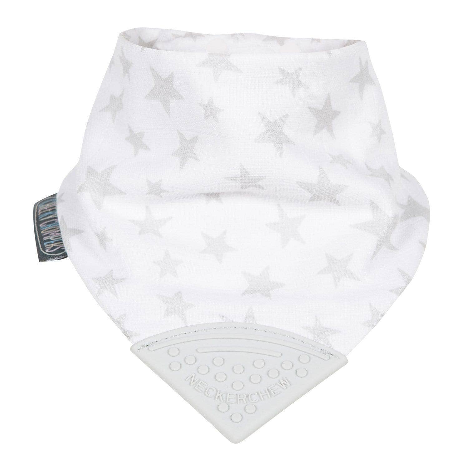 Neckerchew Teething Muslin Dribble Bib - Silver Stars