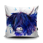 Load image into Gallery viewer, Splatter Highland Cow Vegan Suede Cushion
