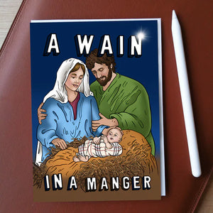 A Wain in a Manger Card by Cheryl Jones