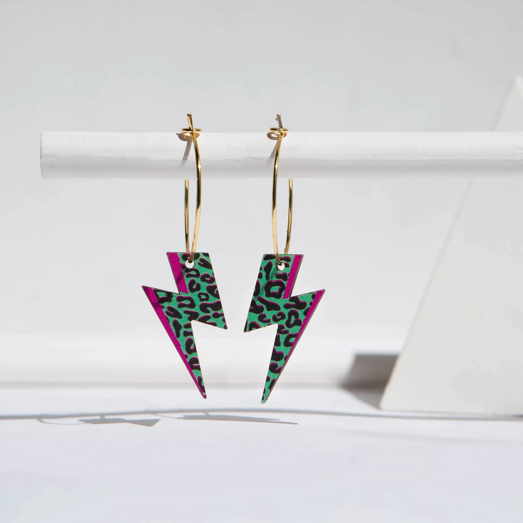 Rebel Rebel Hoops Green Leopard Print Earrings by Ishbel Watson