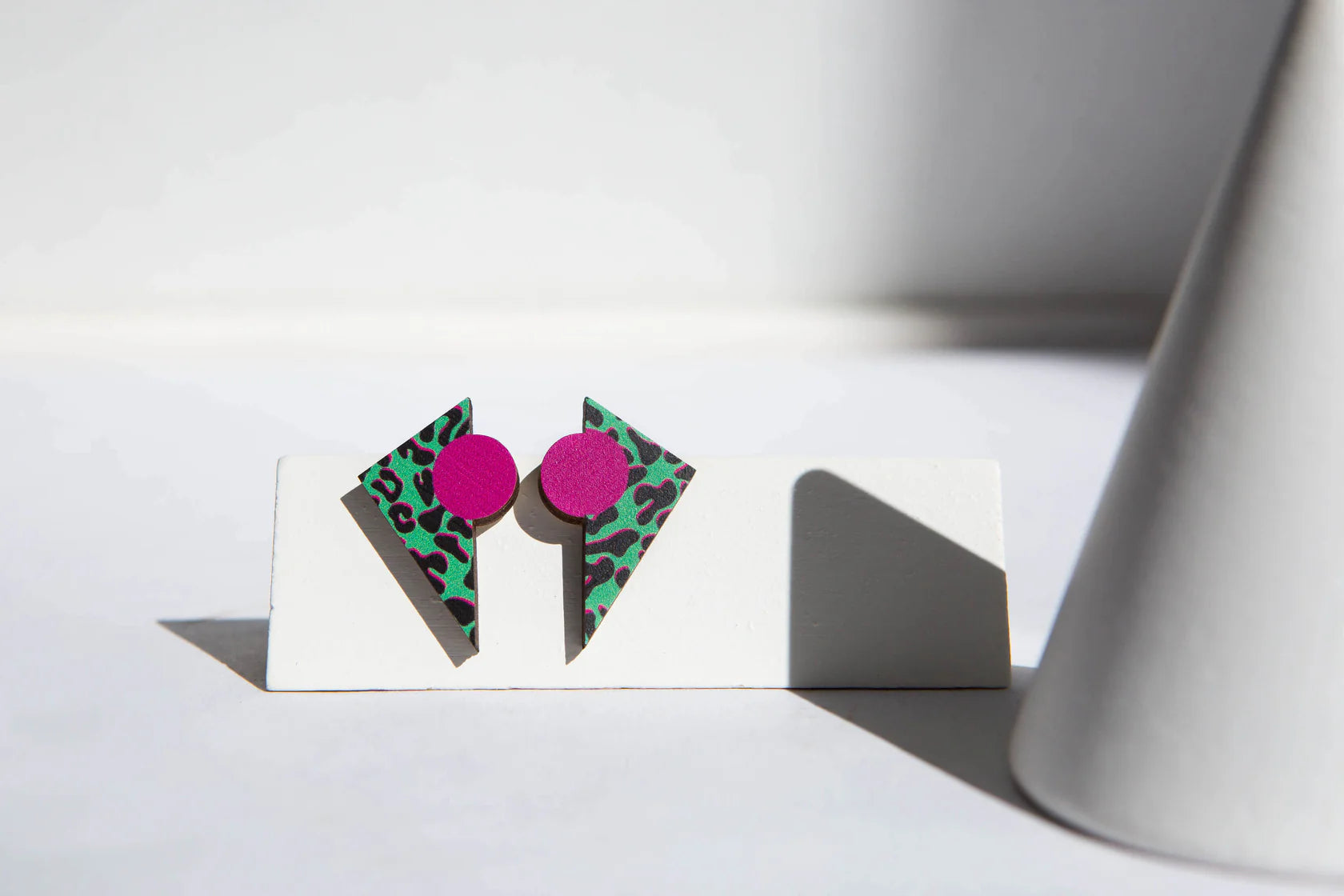 Gloria Studs Green Leopard Print Earrings by Ishbel Watson