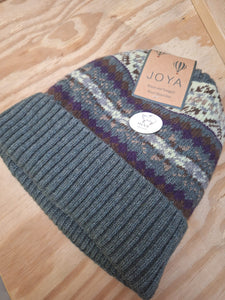 Joya Green Fleece Lined Fairisle Hat