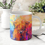 Load image into Gallery viewer, Rainbow Highland Cow Ceramic Mug
