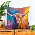 Load image into Gallery viewer, Harris Highland Cow Vegan Suede Cushion
