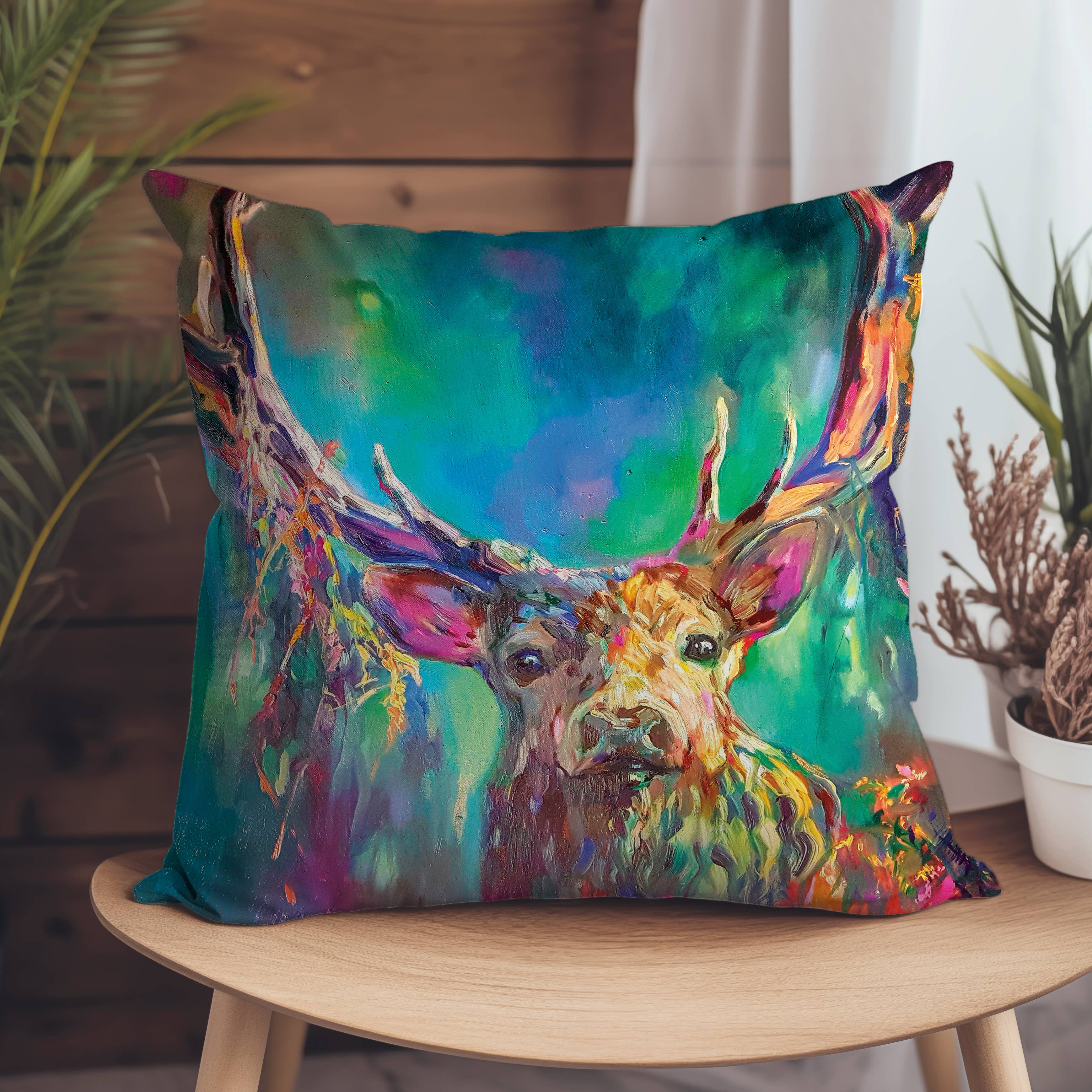 Woodland Stag Vegan Suede Cushion