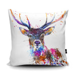 Load image into Gallery viewer, Splatter Rainbow Stag Vegan Suede Cushion
