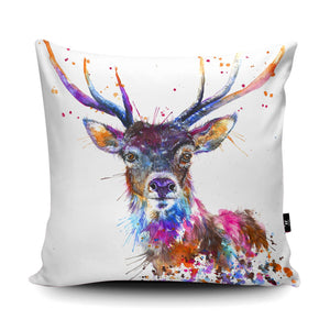 Splatter Rainbow Stag Vegan Suede Cushion