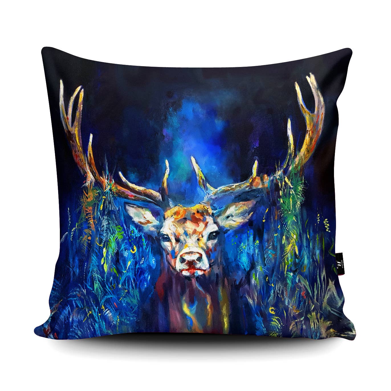 Blue Grazing Stag Cushion