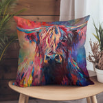 Load image into Gallery viewer, Highland Cow Vegan Suede Cushion
