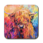 Load image into Gallery viewer, Rainbow Highland Cow Coaster
