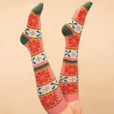 Fair Isle Knee High Socks - Petal