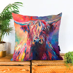 Load image into Gallery viewer, Highland Cow Vegan Suede Cushion
