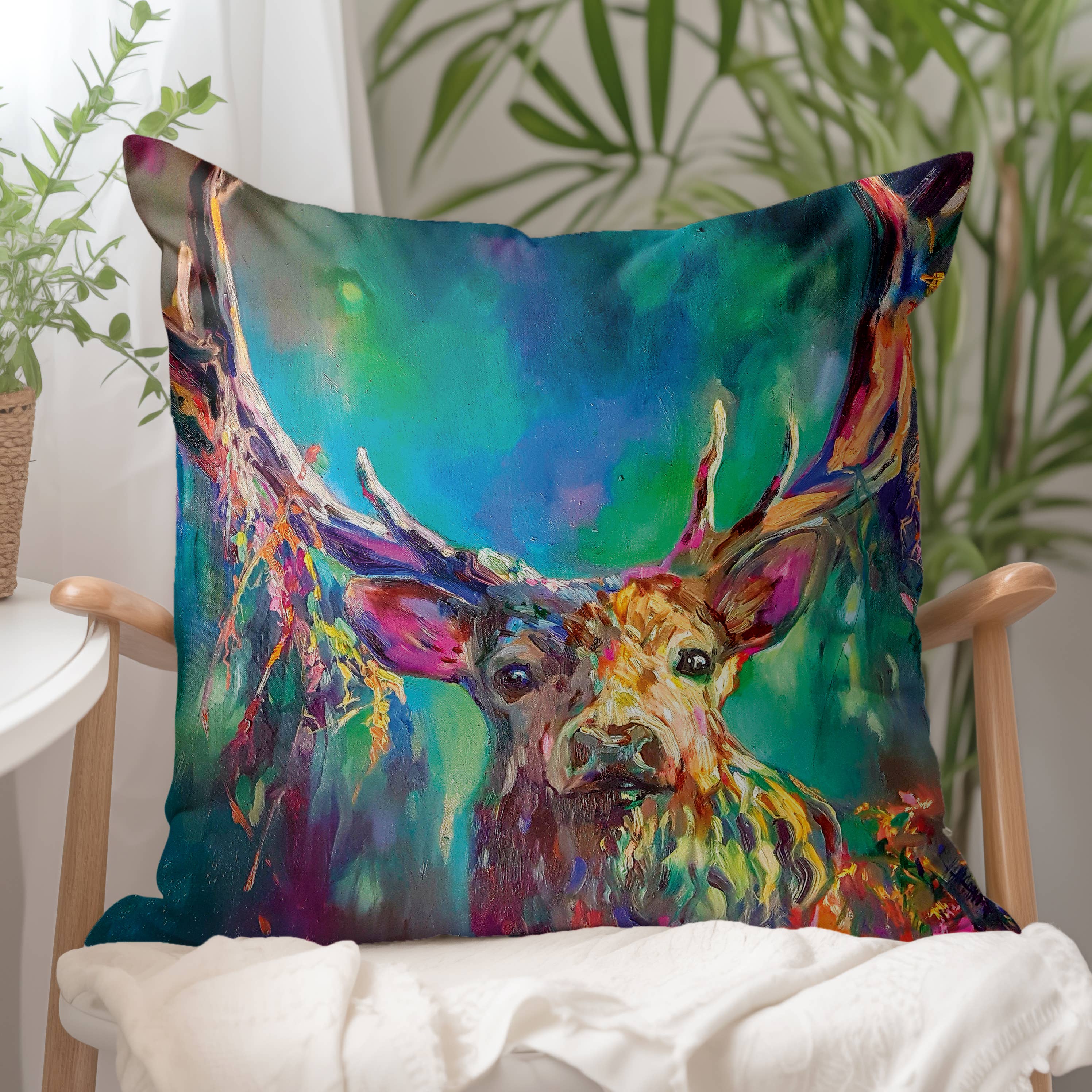 Woodland Stag Vegan Suede Cushion