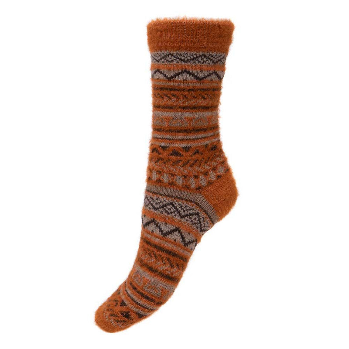 Joya Womens Orange Wool Blend Patterned Socks