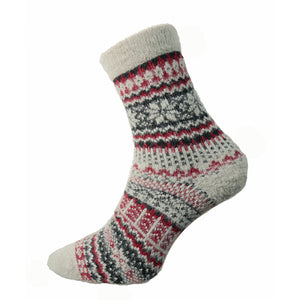 Joya Red and Grey Patterned Wool Blend socks