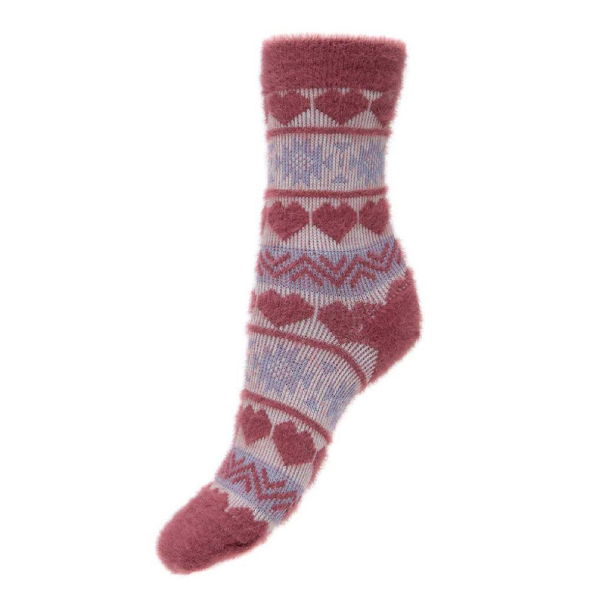 Joya Womens Pink Heart Wool Blend Socks