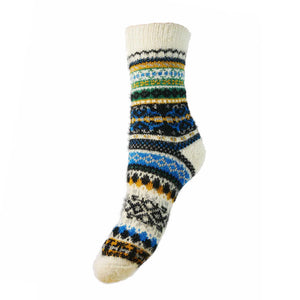 Womens Cream Scandi patterned soft Wool Blend socks