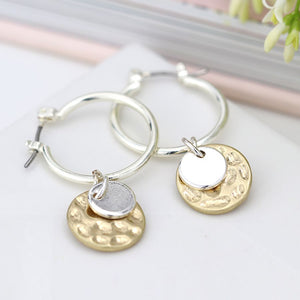 Silver Plated Hoop and Disc Earrings by Peace of Mind
