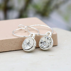 Silver Plated Hoop and Round Crystal Earrings by Peace of Mind
