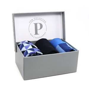 Mens Blue and Grey Socks Gift Box by Peace of Mind
