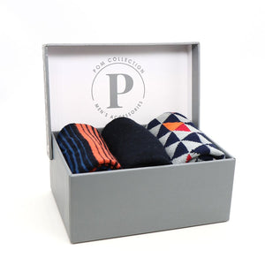 Mens Black and Orange Socks Gift Box by Peace of Mind