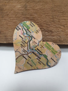 Wooden Heart Fridge Magnet With Innerleithen Map By Sugar Shed