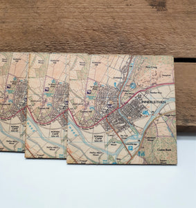 Wooden Coaster Single with Innerleithen Map by Sugar Shed