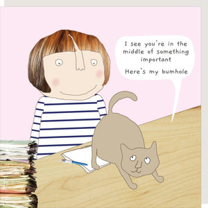 Cat Bum Greetings Card by Rosie Made a Thing