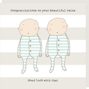 Twins Luck New Baby Greetings Card by Rosie Made a Thing