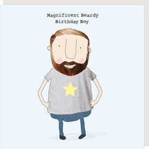 Beardy Birthday Boy Greetings Card by Rosie Made a Thing