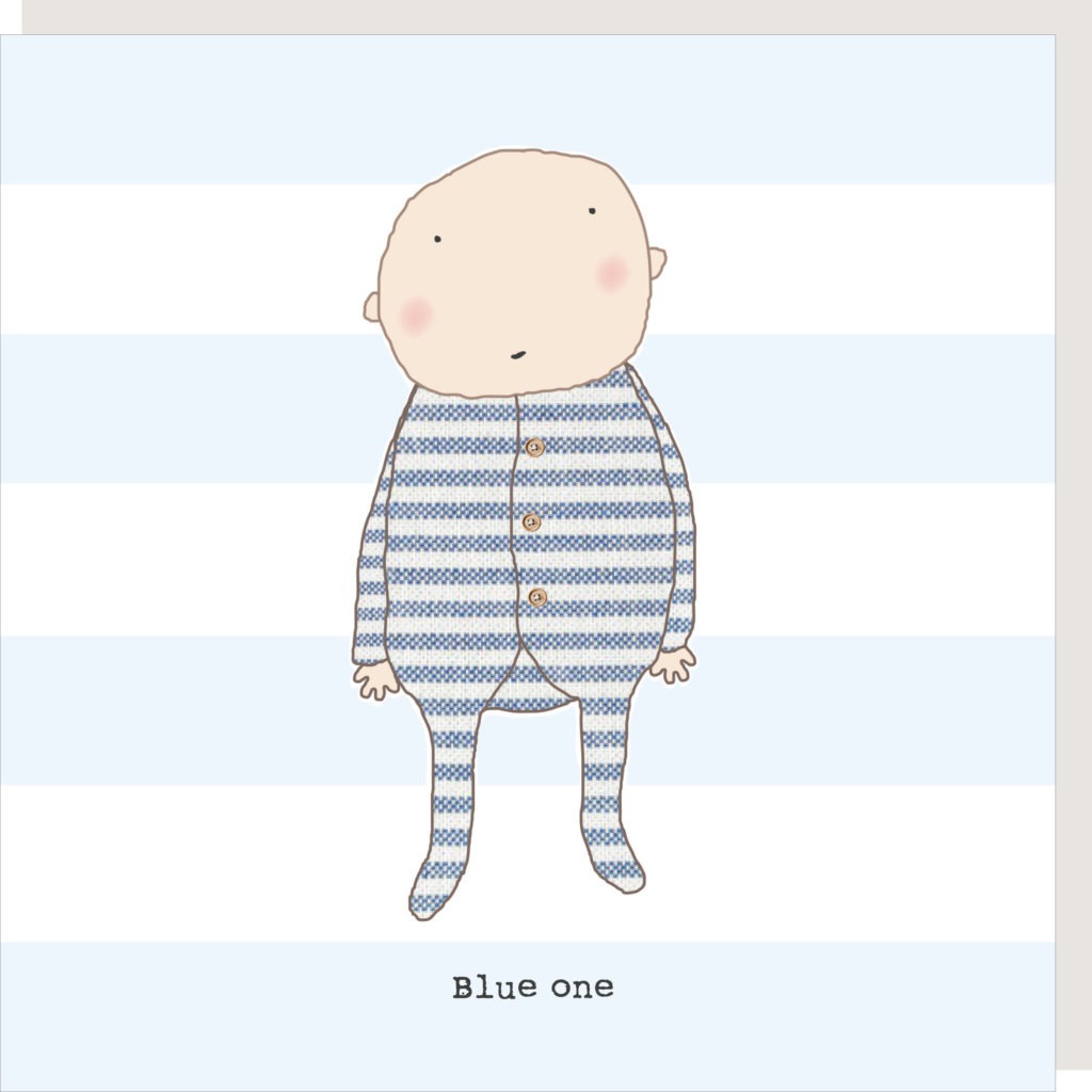 Blue One Baby Boy Greetings Card by Rosie Made a Thing