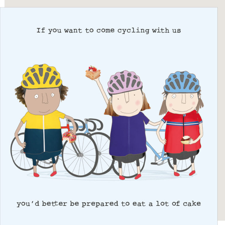 Cycling Cake Girl Greetings Card by Rosie Made a Thing