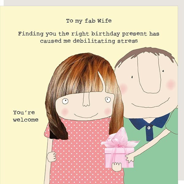 Wife Stress Birthday Greetings Card by Rosie Made a Thing