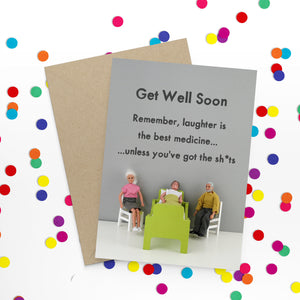 Get Well Soon Remember Laughter Is The Best Medicine Greetings Card by Bold and Bright