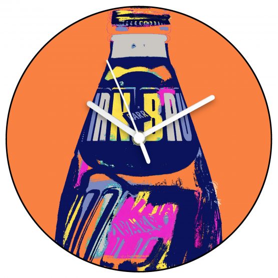 Irn Bru Pop Art Wall Clock by Gillian Kyle