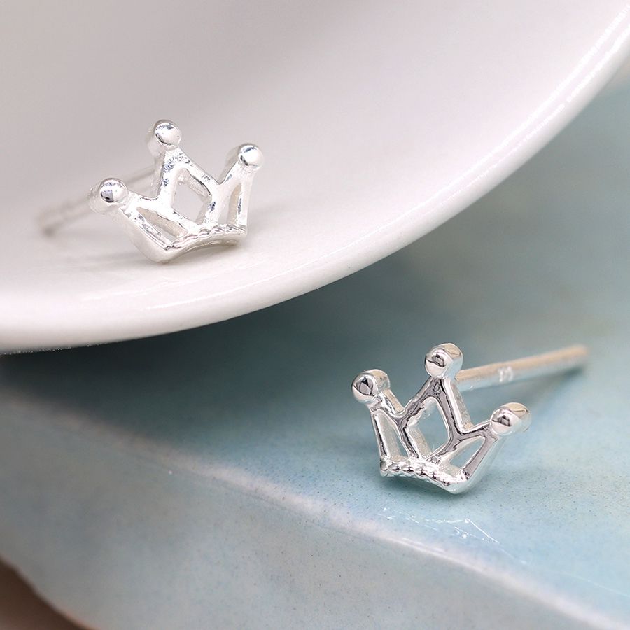Sterling Silver Tiny Crown Studs by Peace of Mind