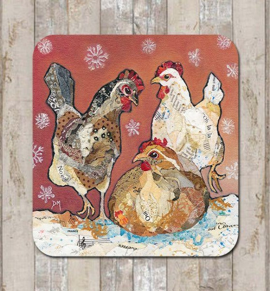 Three French Hens Coaster By Dawn Maciocia