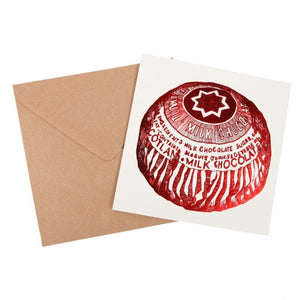 Tunnocks Tea Cake Foil Greetings Card by Gillian Kyle