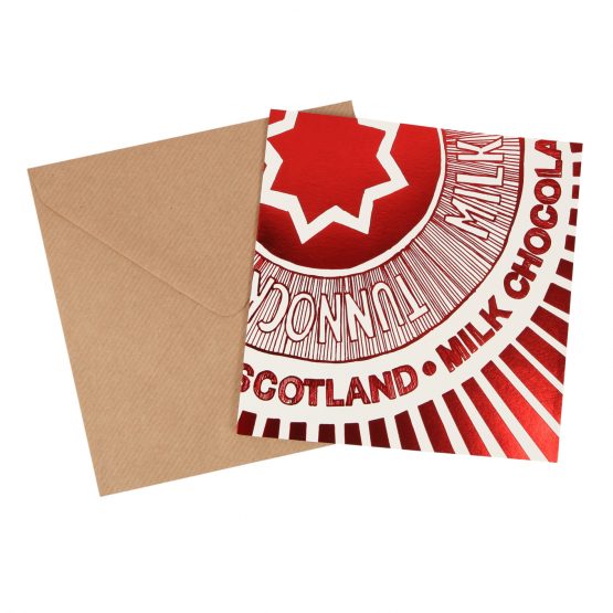 Tunnocks Tea Cake Foil Wrapper Greetings Card by Gillian Kyle