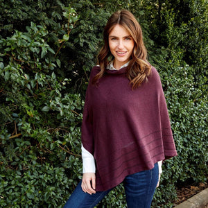 Knitted Cotton Poncho By Earth Squared - Burgundy